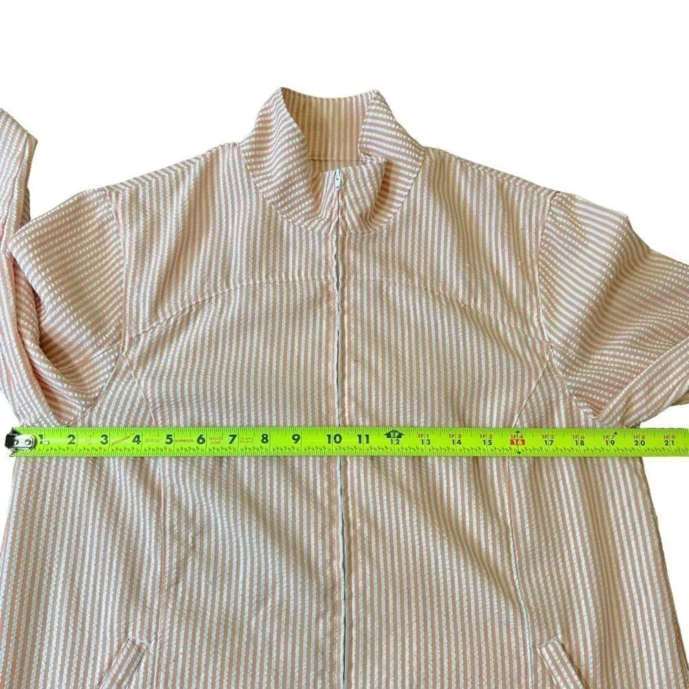 Women’s Orvis Peach White Zip Front Seersucker Jacket